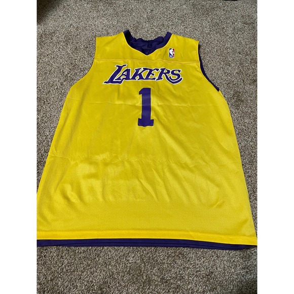 Alleson Athletic Los Angeles Lakers Reversible Basketball Jersey Purple Gold 1 M - Picture 5 of 8